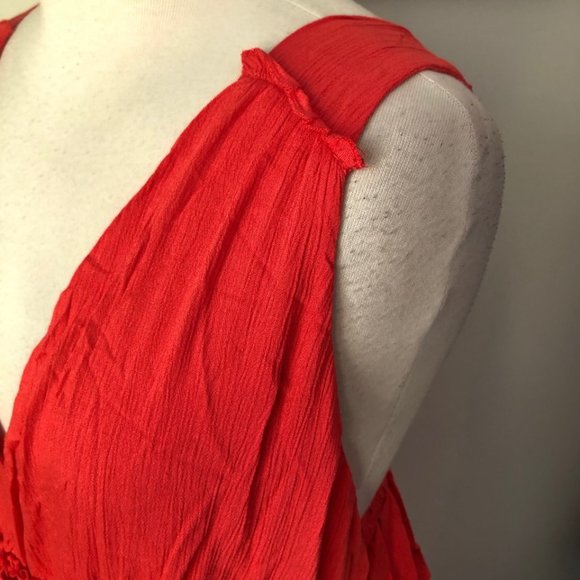 SEED Red V Neck Backless Style Boho Dress Size 12 New w Tags $99 - Picture 5 of 10